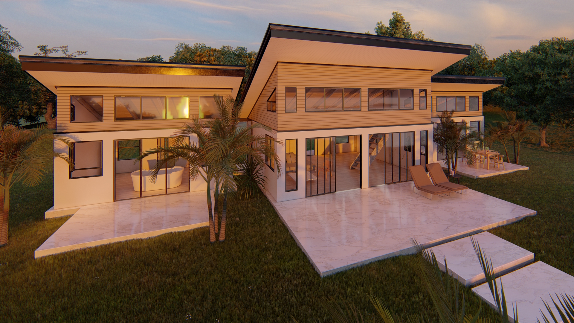 Hale Hawaii EcoHome Project. Modern design with integrated off-grid systems. Eco-Vida Designs portfolio photography. Ecological architecture and eco luxury design.