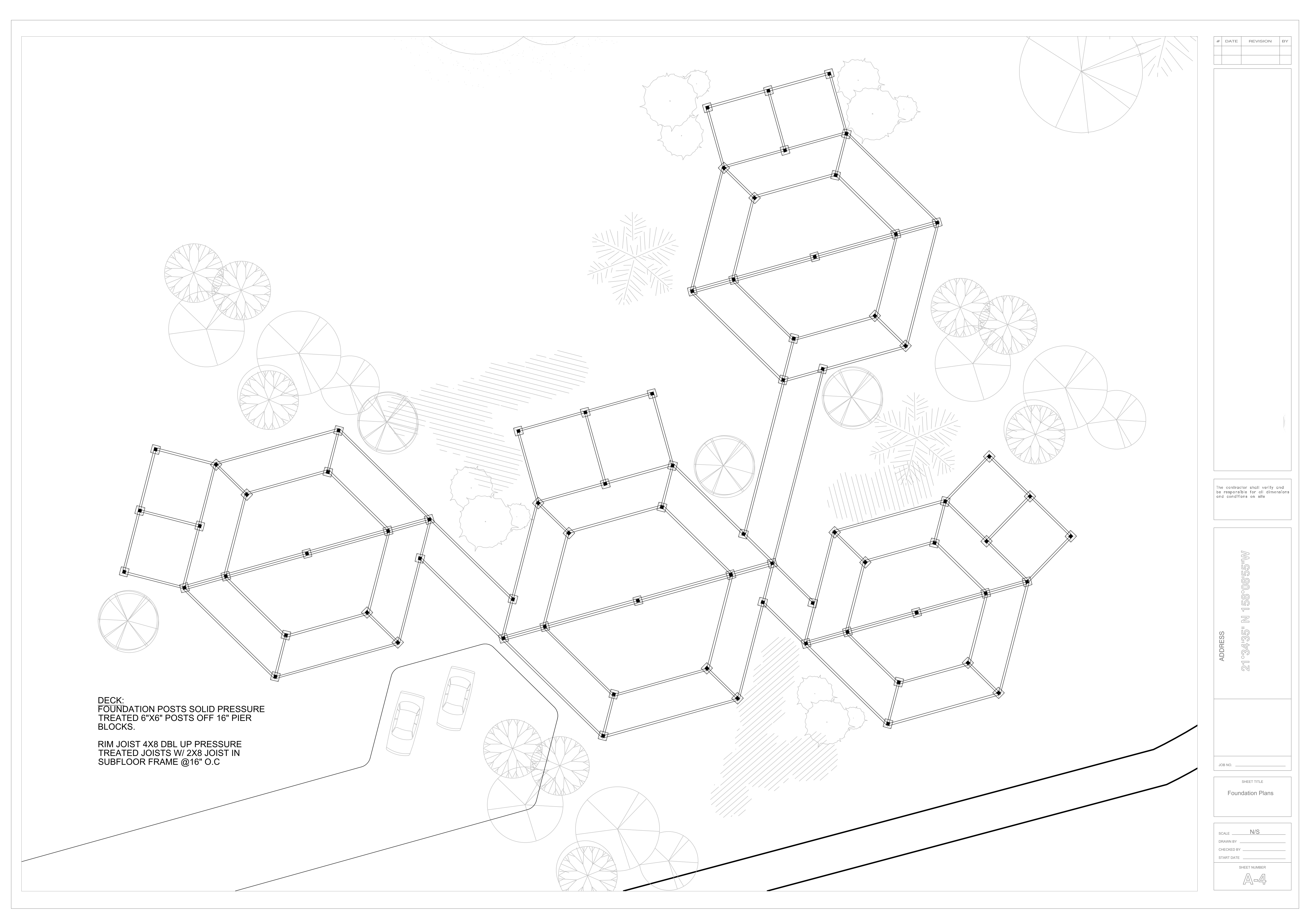 Eco-Vida Designs plan preview: quad eco dwelling with interconnected hexagonal modules, shared infrastructure, four-unit eco-ag layout, landscape-linked eco housing. Licensed study drawings.